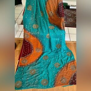 Vibrant multicolored indian/Pakistani saree.fixed price please,no bargain